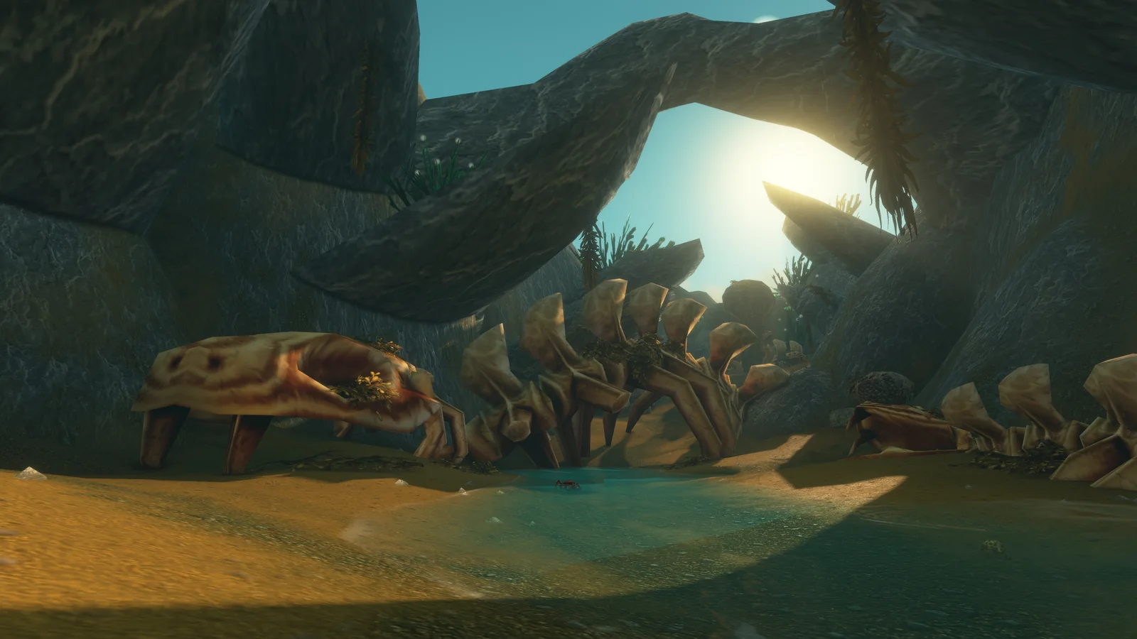 A giant skeleton under a rock arch. Rhysdog passes it just before the portal. Picture: Blizzard.