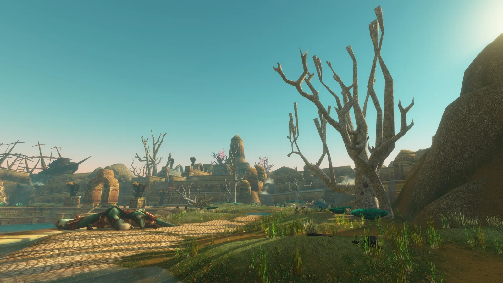 The ruins and the wrecked ship. Picture: Blizzard.